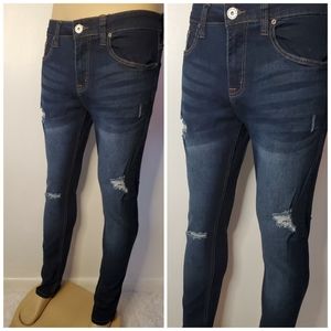 Royal Blue men skinny fit ripped Jeans